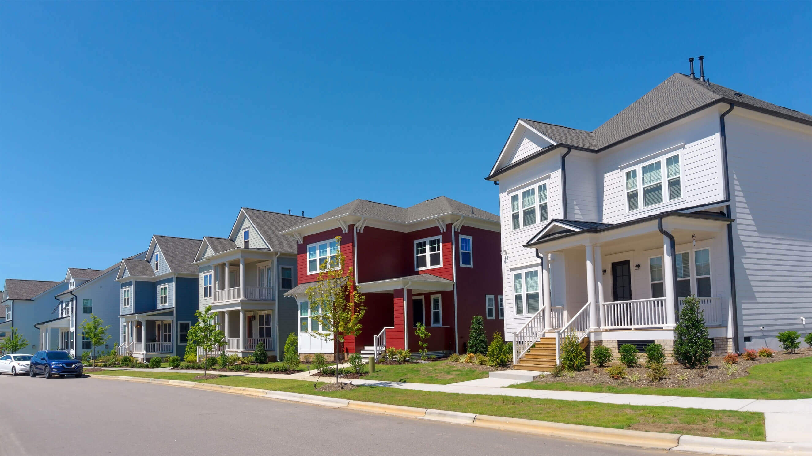 Row of homes on a suburban street
