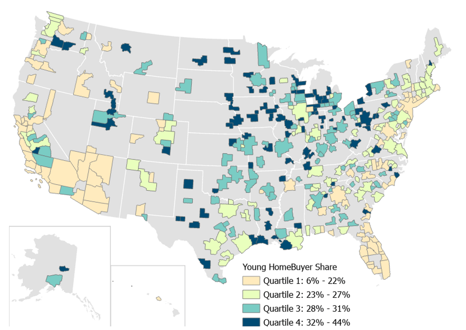 Figure 3 U.S. Metro Areas Based on Share of Young Homebuyers in 2021