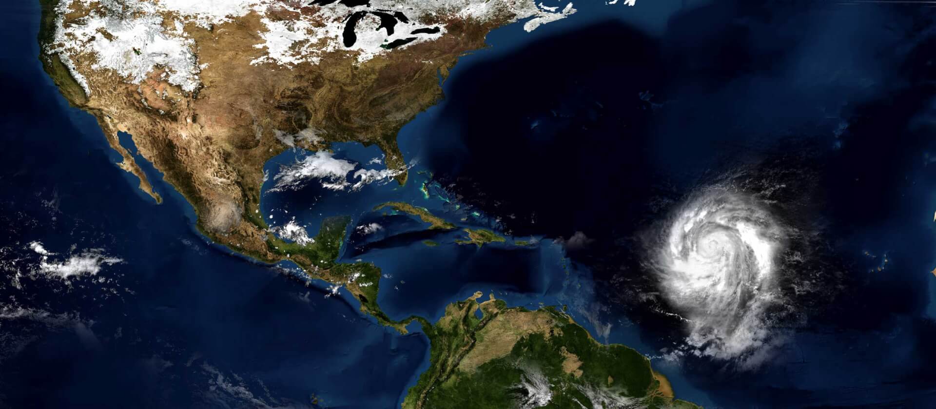 Satellite image of storm approaching South America